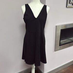 Express Black V-Neck Sleeveless Fit-and-Flare Dress